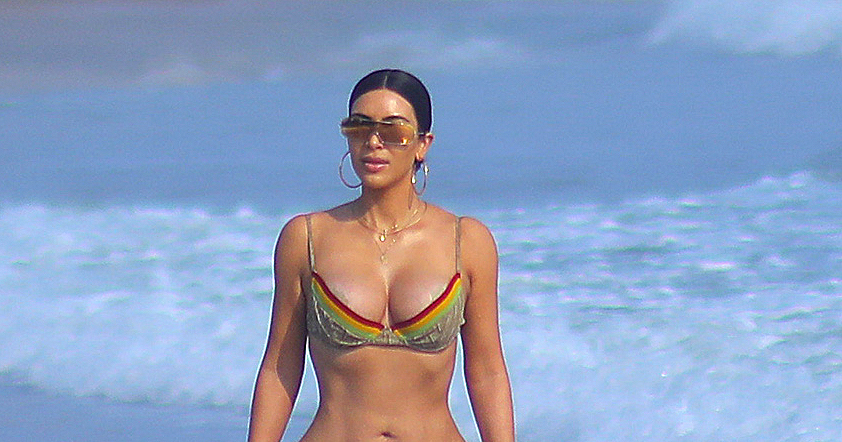 Kim Kardashian, Kim Kardashian shows off curves, Kim Kardashian exposed body, Kim Kardashian beach photoshoot, Reality TV star, Hollywood news, Entertainment news