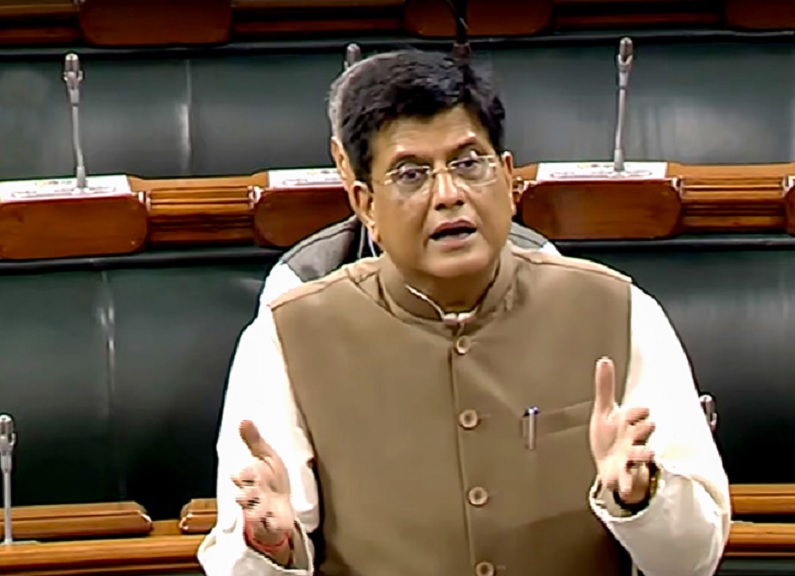 Piyush Goyal in parliament