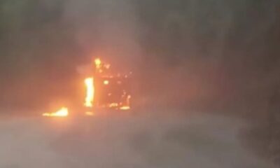 Army truck caught fire
