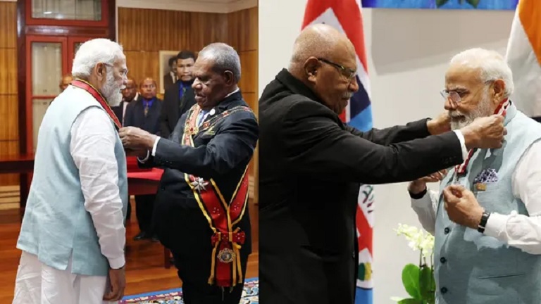 PM Modi honored with highest honor of Papua New Guinea and Fiji