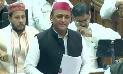 Former CM and Leader of Opposition Akhilesh Yadav in UP Assembly today