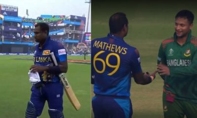 Angelo Mathews out due to time out.