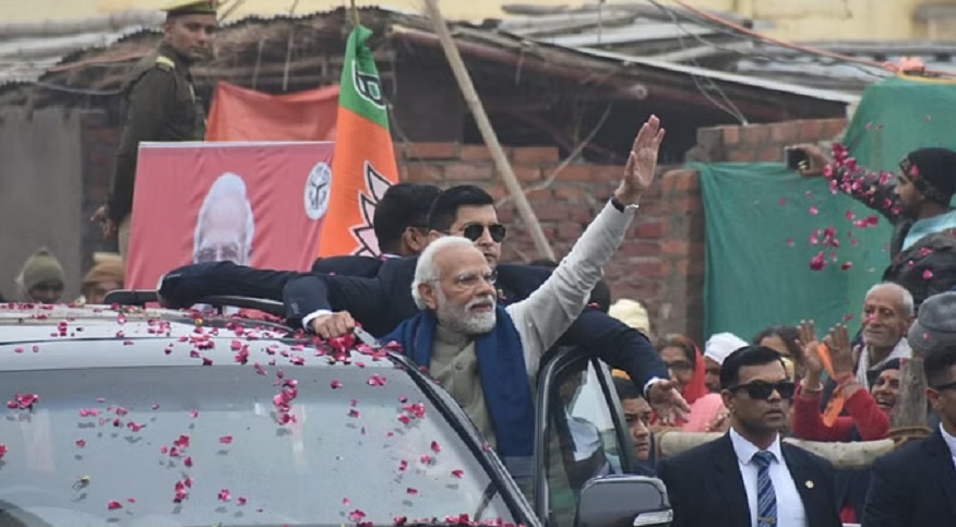 PM Modi road show in Ayodhya