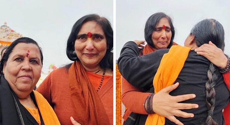 Uma Bharti and Sadhvi Ritambhara cried as soon as they hugged