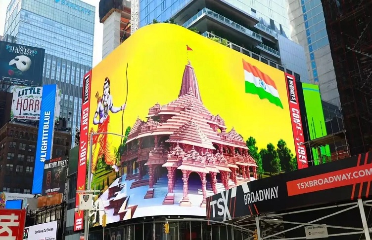 World rejoices at Pran Pratishtha, 3D pictures of temple at Times Square